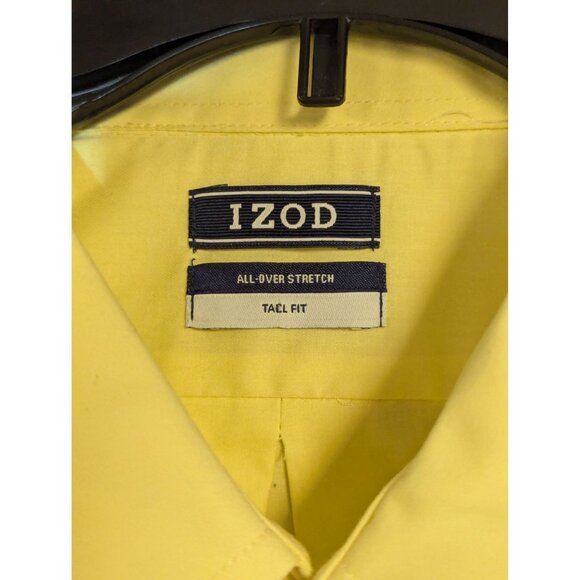 Izod Tall Fit Yellow Button-Down Shirt 19 35/36 All-Over Stretch Recycled Fabric - Picture 5 of 6